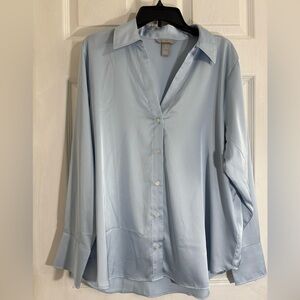 H&M Light Blue Satin Blouse